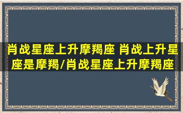 肖战星座上升摩羯座 肖战上升星座是摩羯/肖战星座上升摩羯座 肖战上升星座是摩羯-我的网站